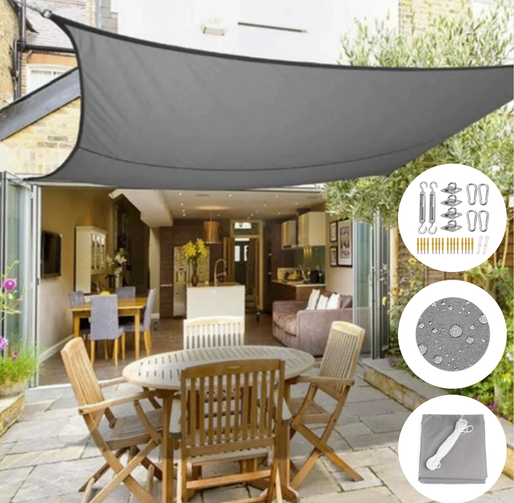 Luxe Shade Sail - Water-Repellent & UV-Resistant for Garden & Terrace
