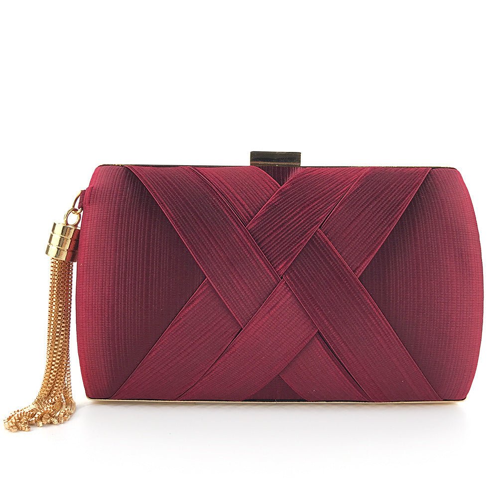Luxury Evening Clutch | Satin Bag with Tassels for Classic and Modern Elegance