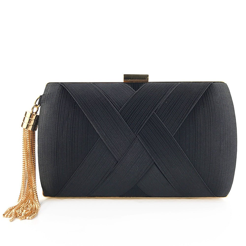 Luxury Evening Clutch | Satin Bag with Tassels for Classic and Modern Elegance