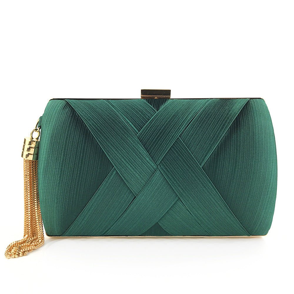 Luxury Evening Clutch | Satin Bag with Tassels for Classic and Modern Elegance