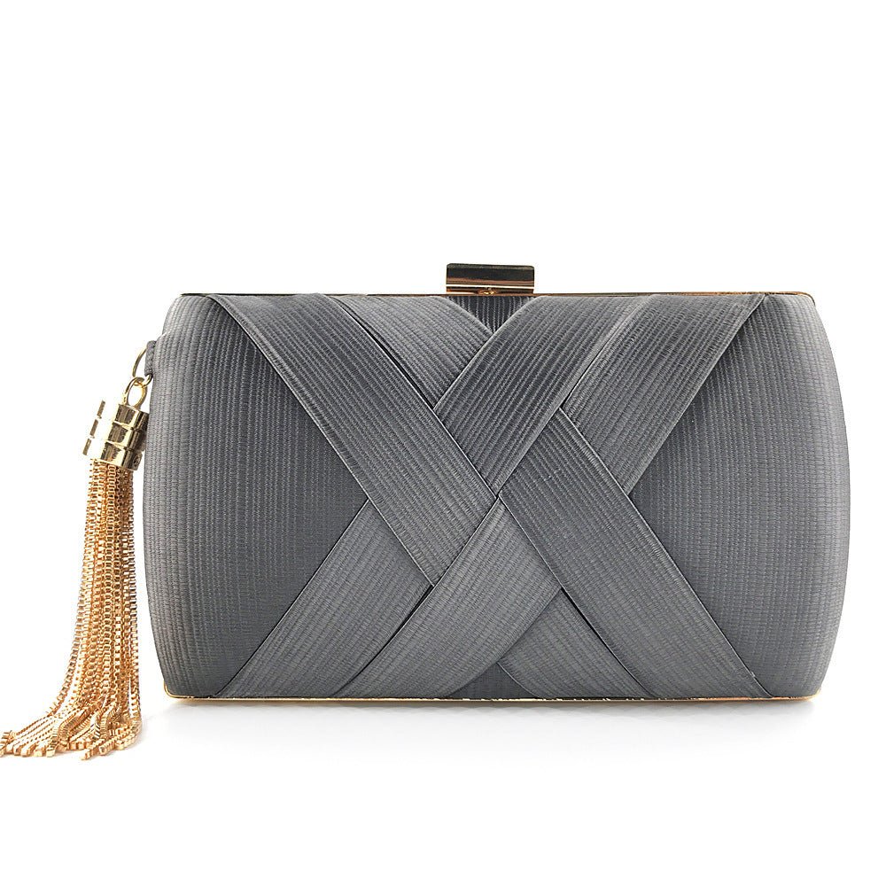 Luxury Evening Clutch | Satin Bag with Tassels for Classic and Modern Elegance