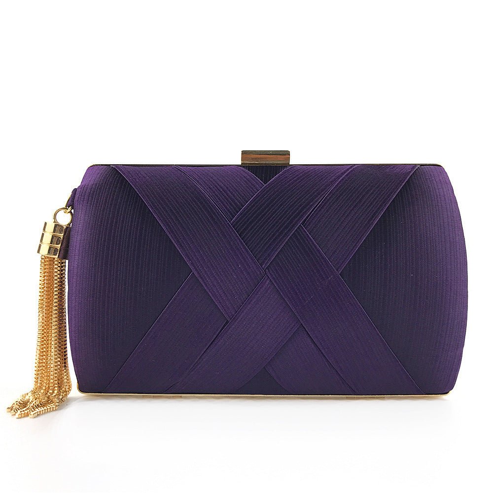 Luxury Evening Clutch | Satin Bag with Tassels for Classic and Modern Elegance