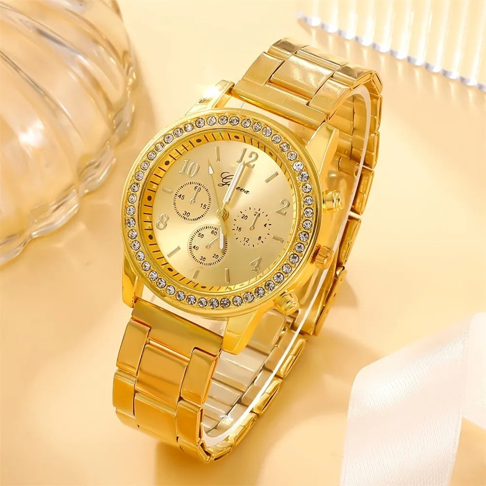 Luxury Watch Set with Rhinestones