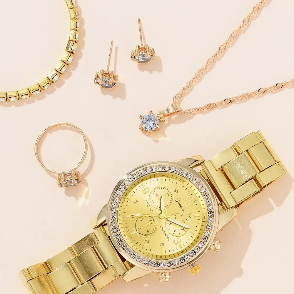 Luxury Watch Set with Rhinestones