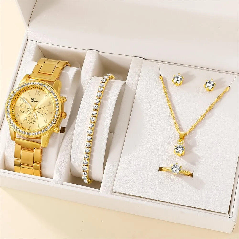 Luxury Watch Set with Rhinestones