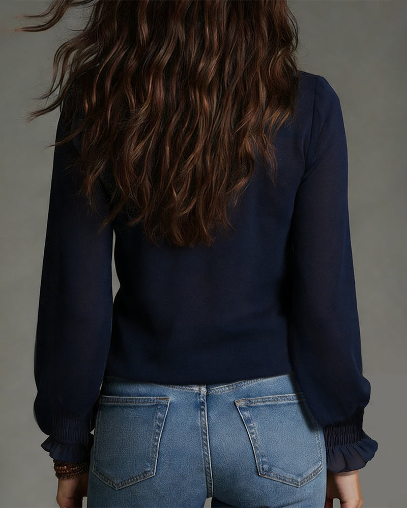 Image of Lynne | Women's Ruffle V-Neck Blouse