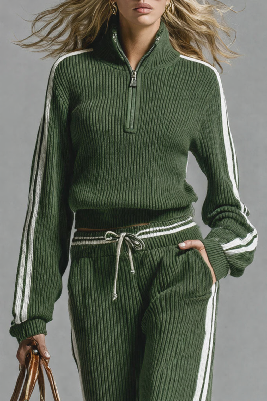 Image of Madison | Women's Long Sleeve Ribbed Knit Two-Piece Set