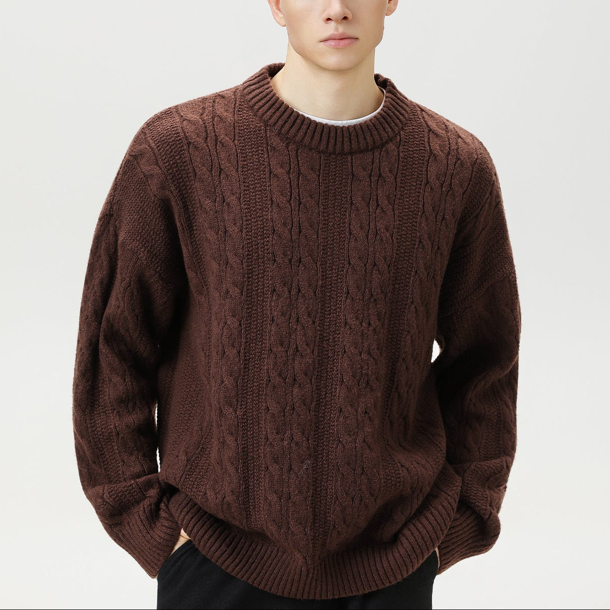 Image of Marc | Men's Cable Knit Crew Neck Sweater