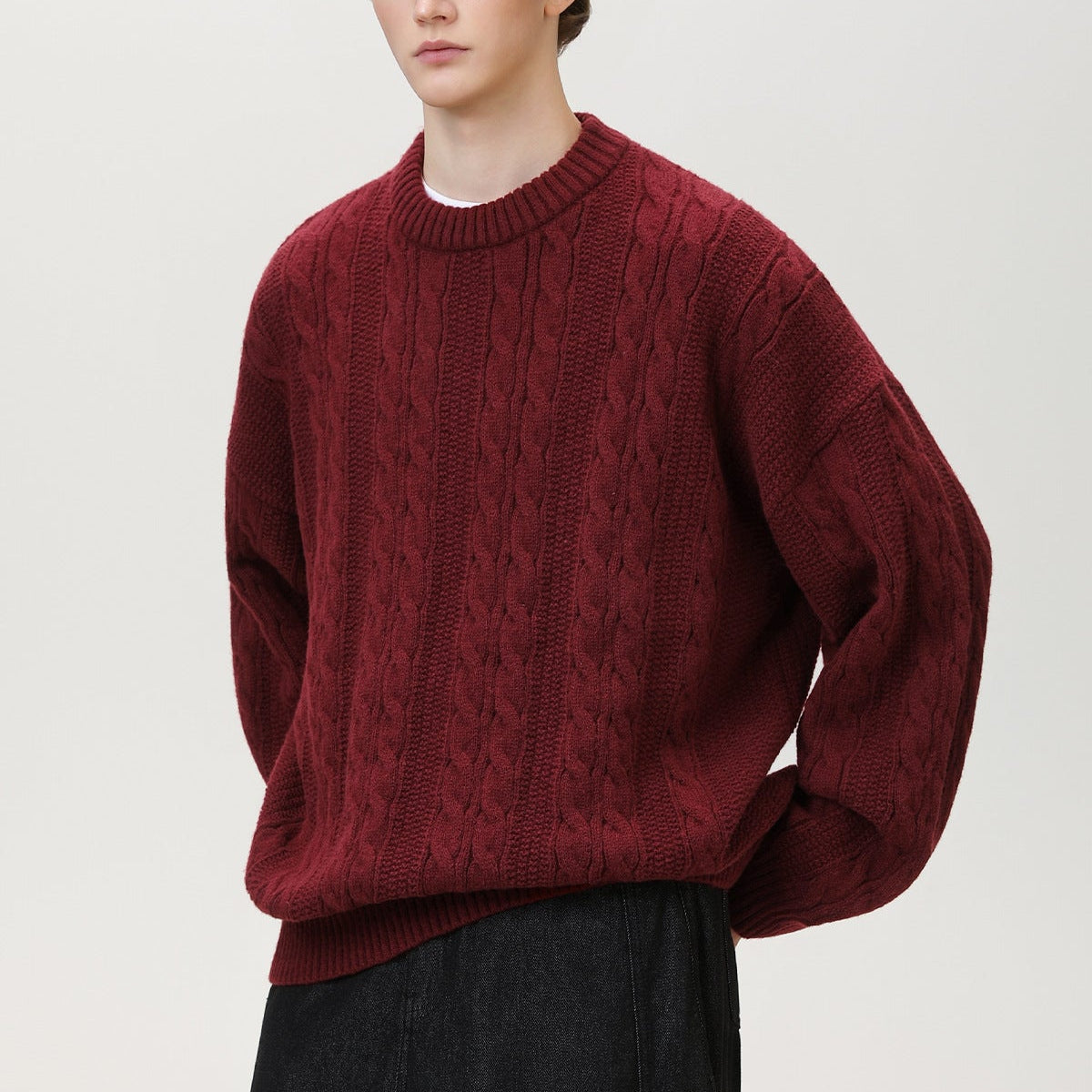 Image of Marc | Men's Cable Knit Crew Neck Sweater