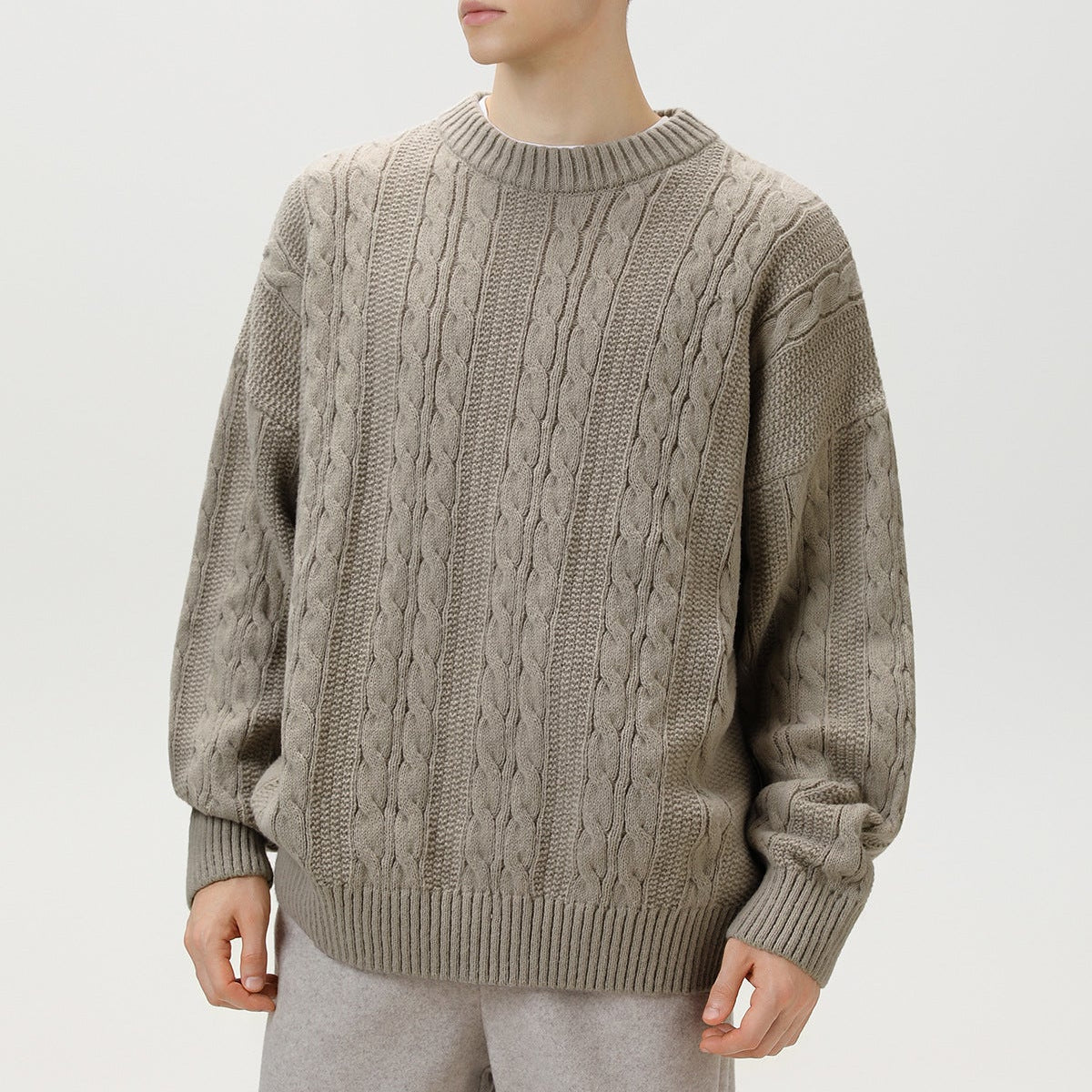 Image of Marc | Men's Cable Knit Crew Neck Sweater