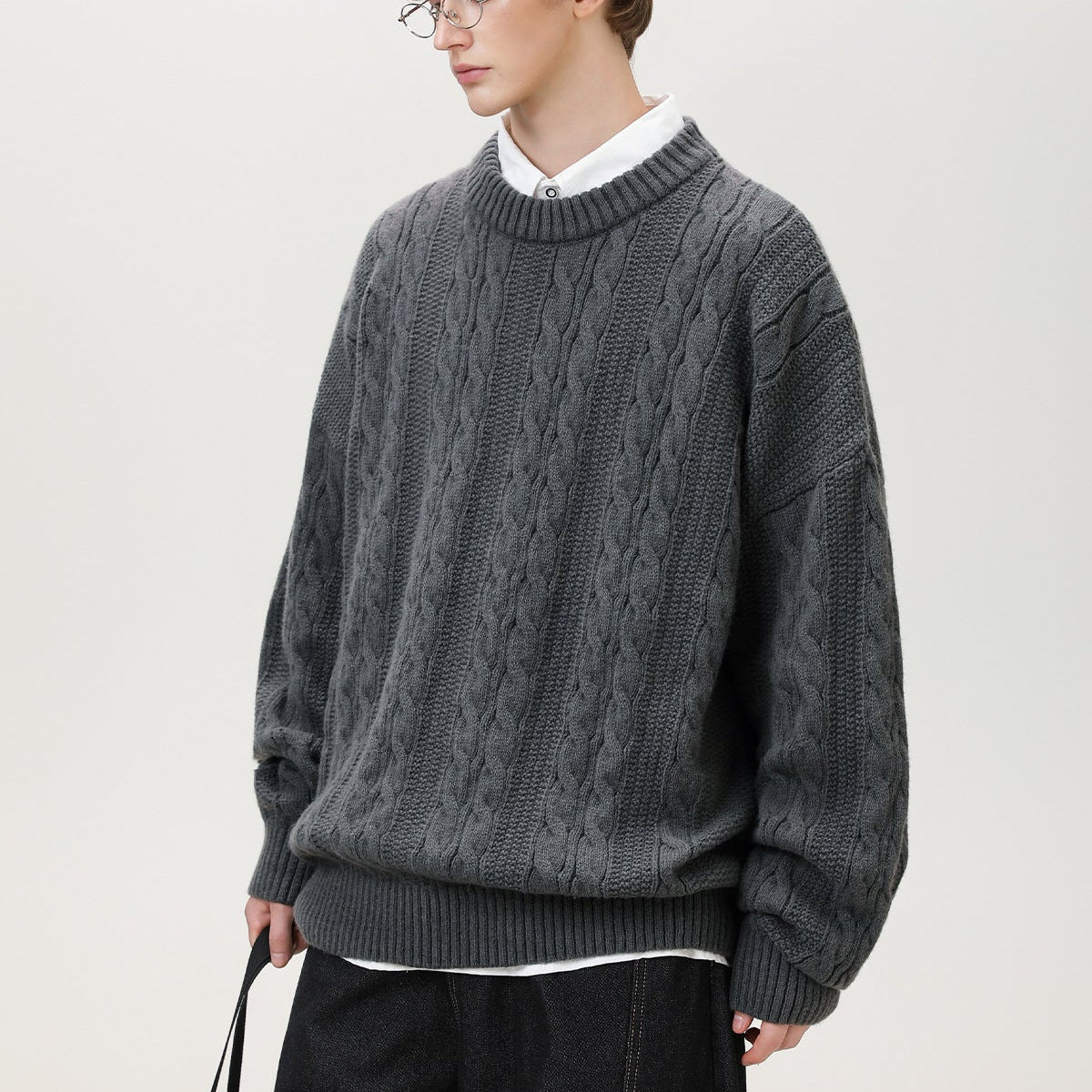 Image of Marc | Men's Cable Knit Crew Neck Sweater