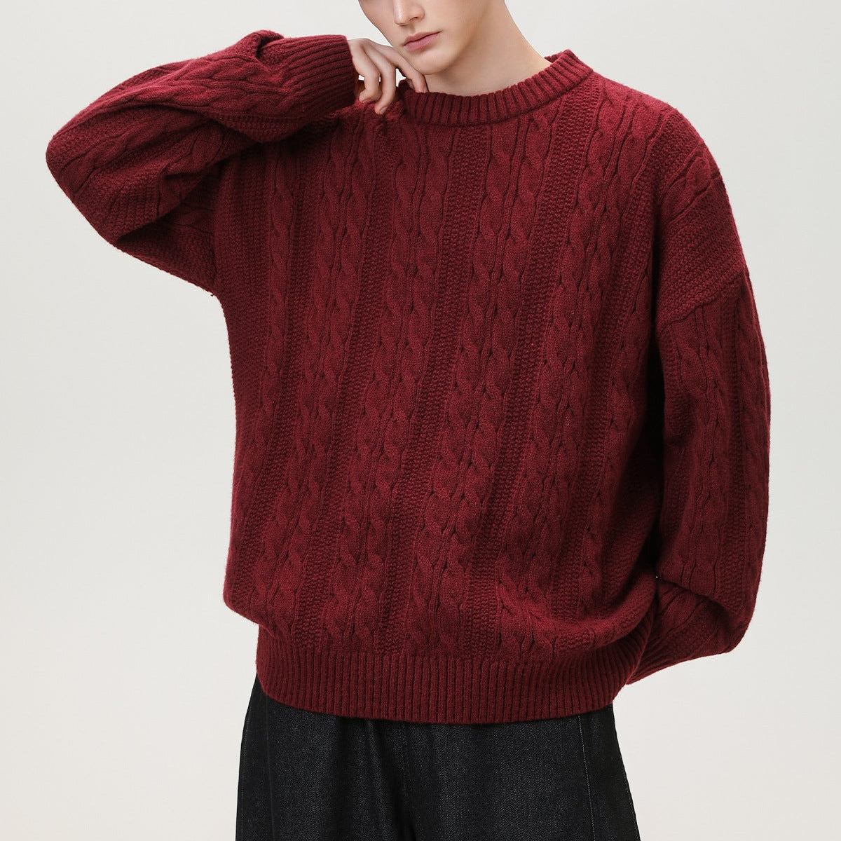 Image of Marc | Men's Cable Knit Crew Neck Sweater