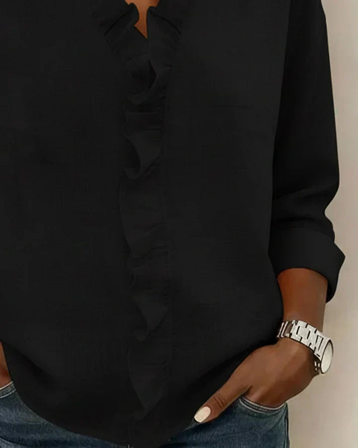 Image of Mariah | Women's Ruffle V-Neck Long Sleeve Blouse