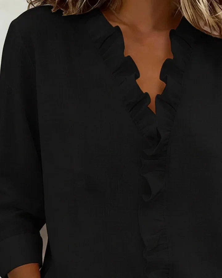 Image of Mariah | Women's Ruffle V-Neck Long Sleeve Blouse