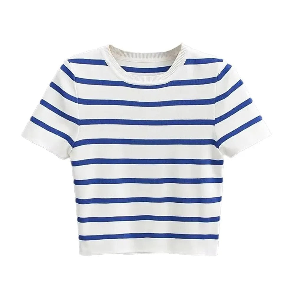 Image of Marissa | Women's Cropped Striped T-Shirt