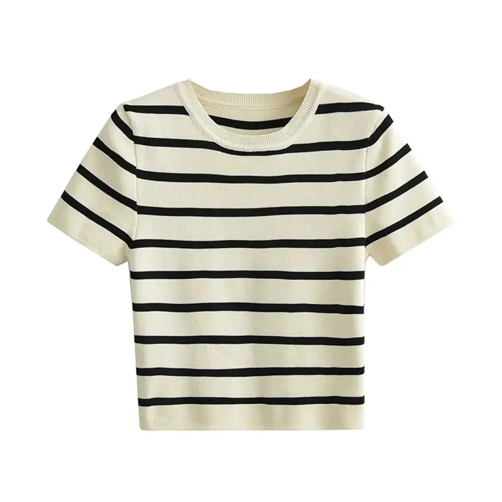 Image of Marissa | Women's Cropped Striped T-Shirt