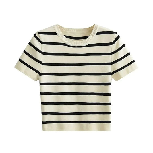 Image of Marissa | Women's Cropped Striped T-Shirt