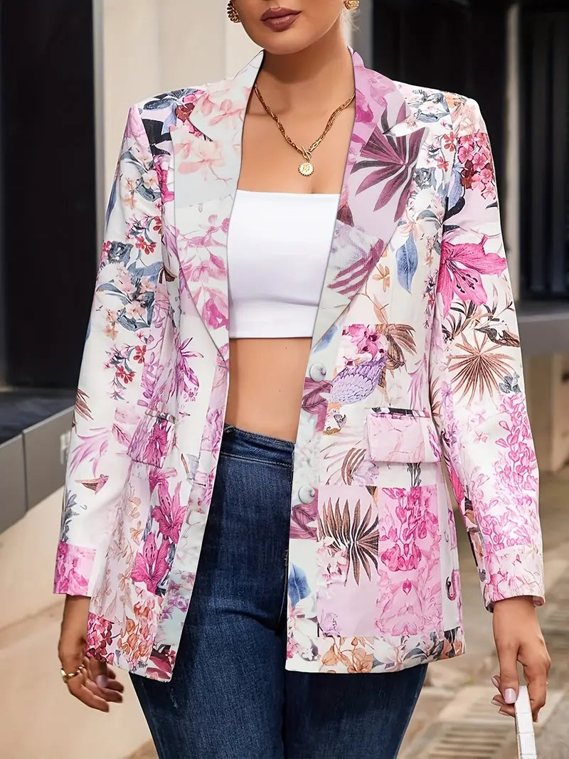 Image of Marjorie | Women's Floral Notched Lapel Blazer