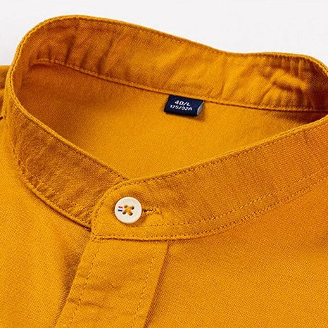 Image of Mathew | Men's Long Sleeve Band Collar Button-Down Shirt