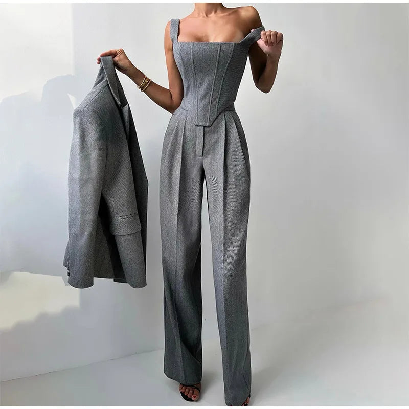Image of Maureen | Women's Wide Leg Pant Suit Set