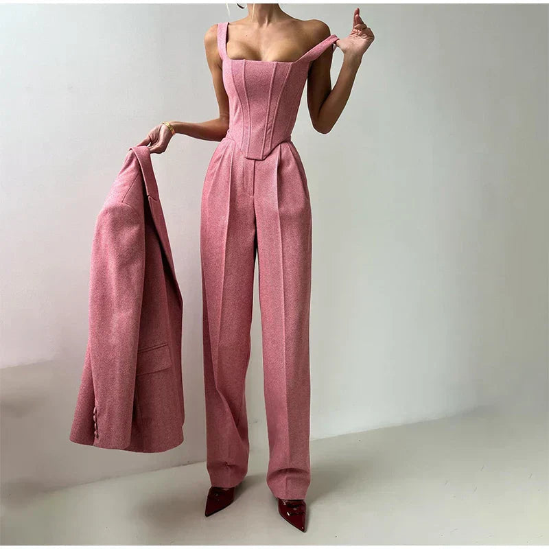 Image of Maureen | Women's Wide Leg Pant Suit Set