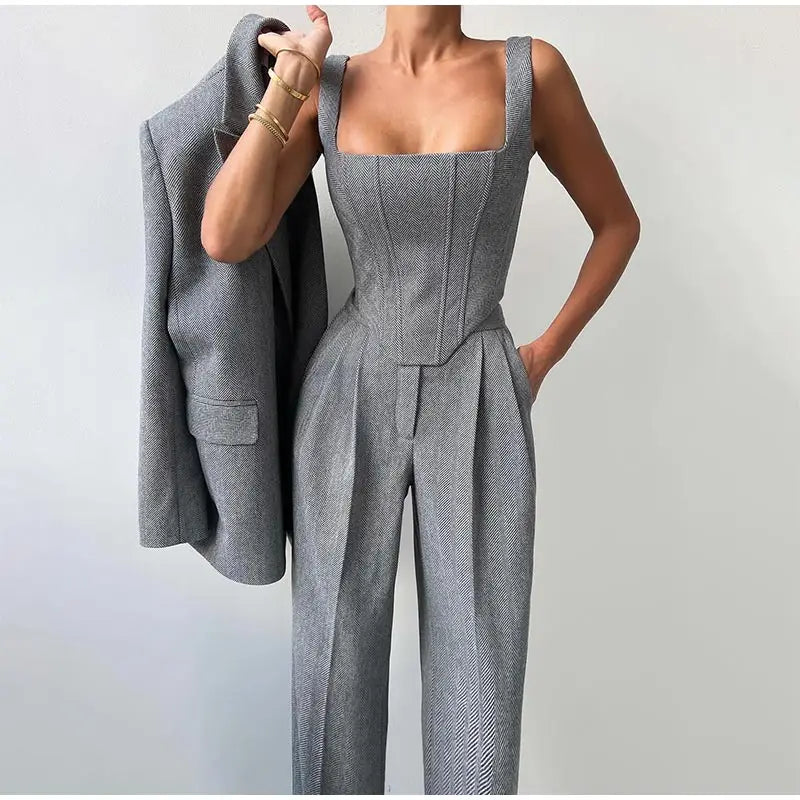 Image of Maureen | Women's Wide Leg Pant Suit Set