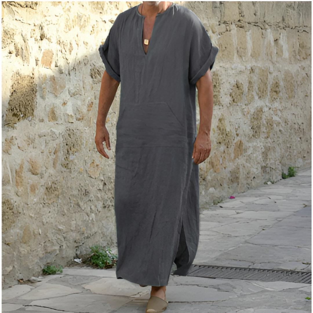 Image of Max | Men's V-Neck Side Slit Long Shirt