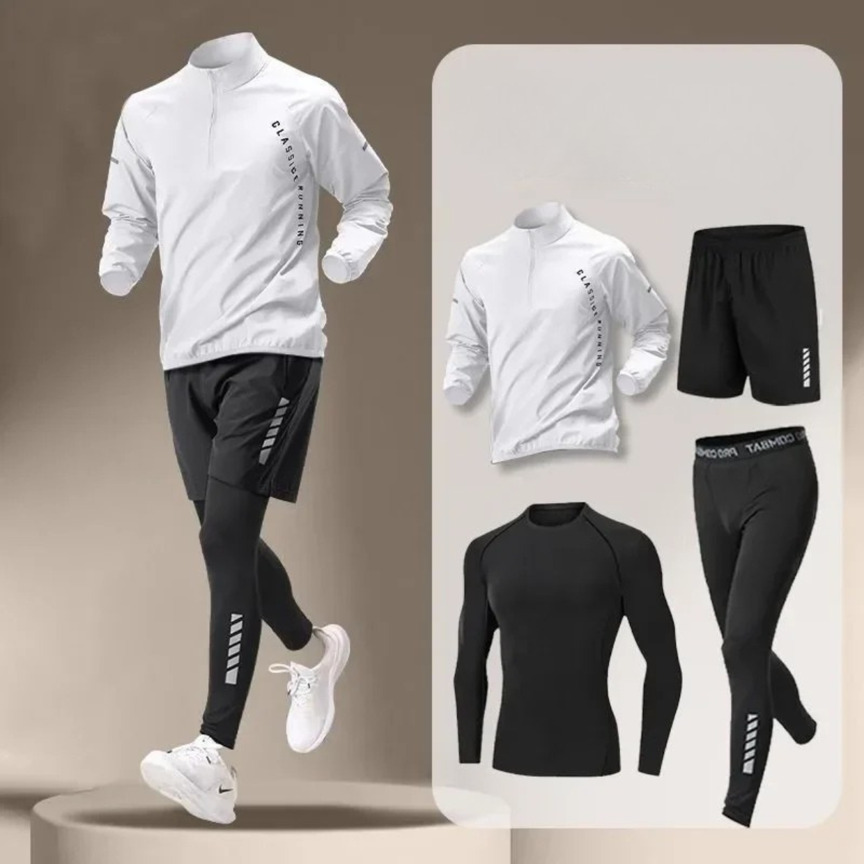 Maxwell | Men's Long Sleeve Quarter-Zip Activewear Set - Image 1