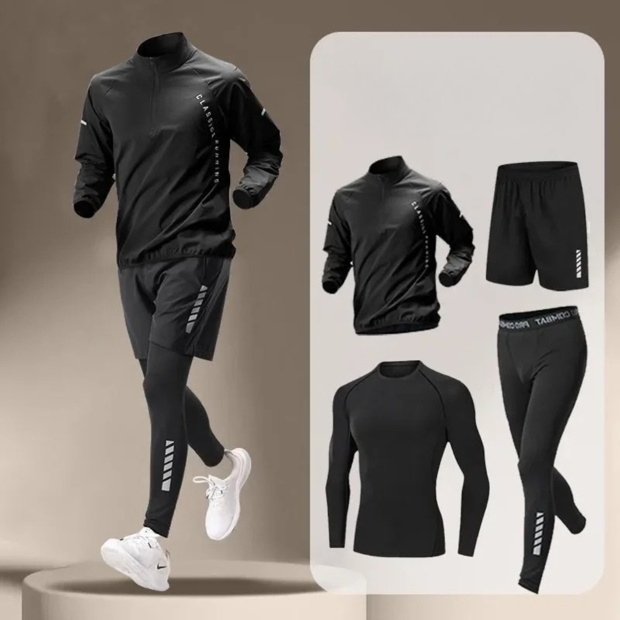 Maxwell | Men's Long Sleeve Quarter-Zip Activewear Set - Image 3