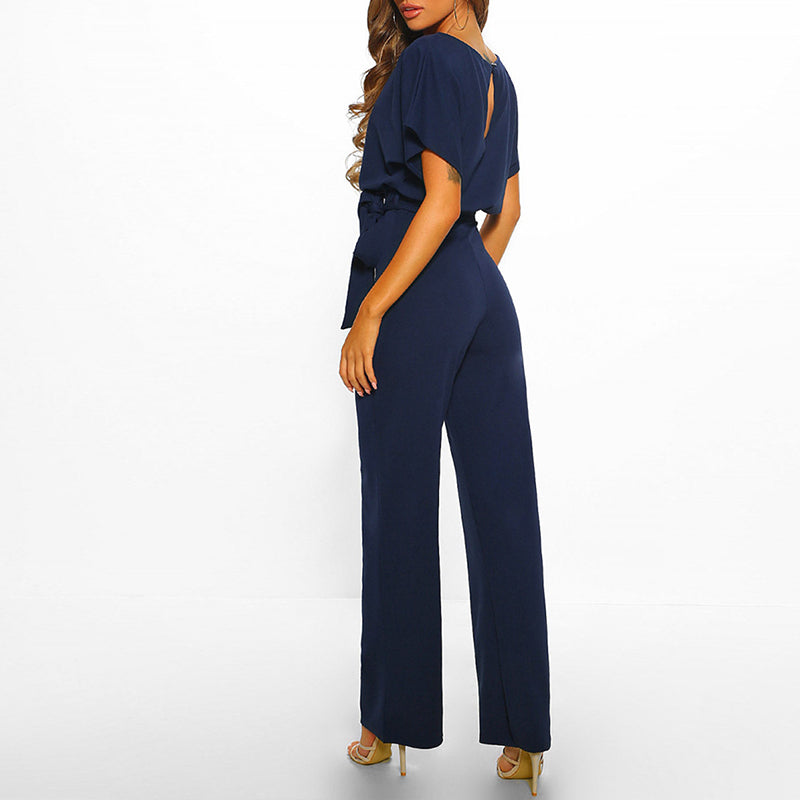 Image of Mckenzie | Women's Wide Leg Belted Jumpsuit