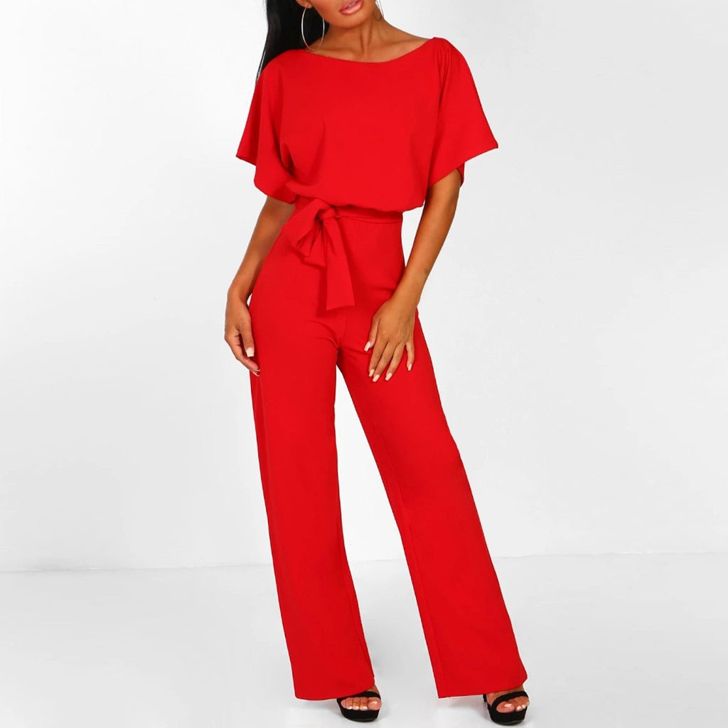Image of Mckenzie | Women's Wide Leg Belted Jumpsuit