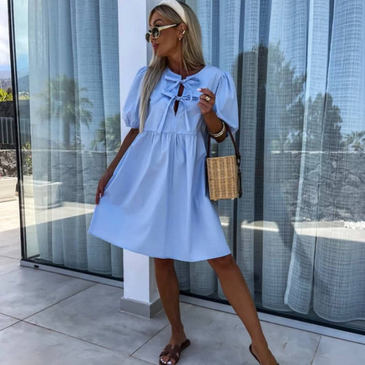 Image of Melanie | Women's Puff Sleeve A-Line Mini Dress