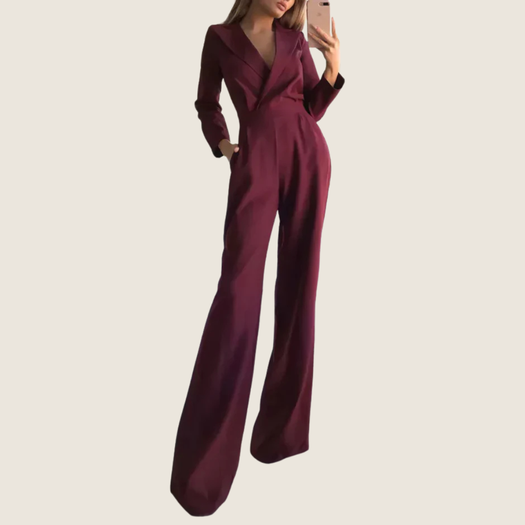 Image of Melissa | Women's V-Neck Wrap Maxi Jumpsuit