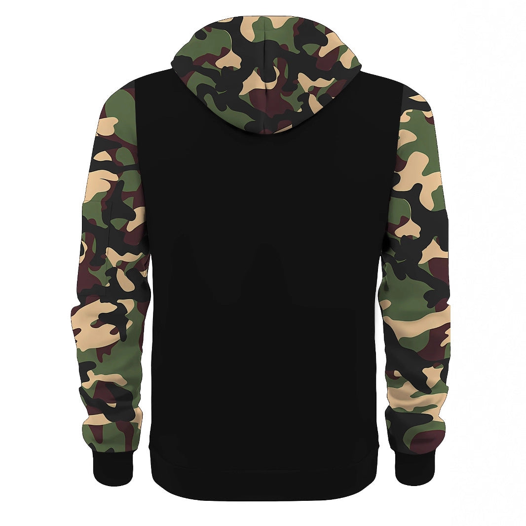 Men's Athletic Hooded Jacket with Camouflage Sleeves