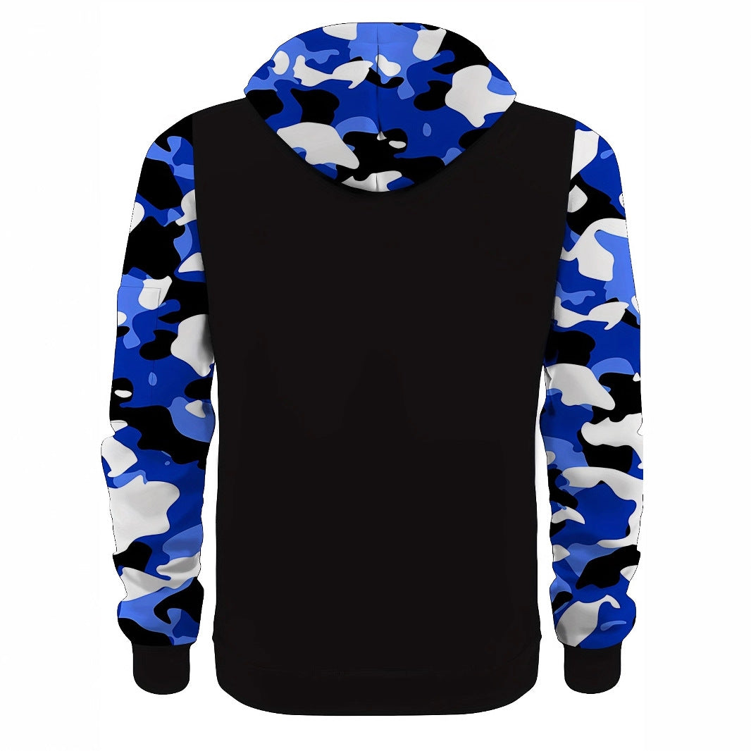 Men's Athletic Hooded Jacket with Camouflage Sleeves