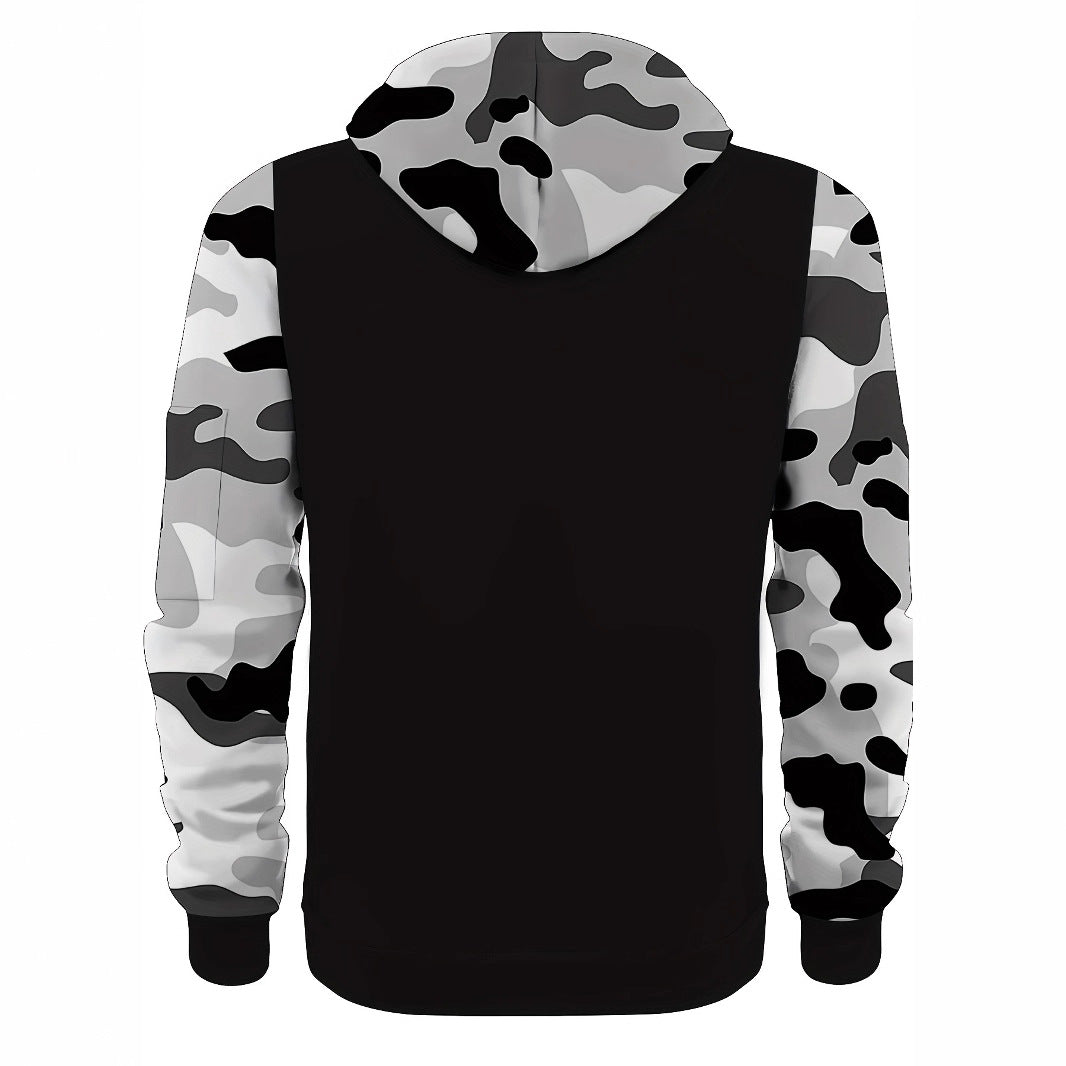 Men's Athletic Hooded Jacket with Camouflage Sleeves