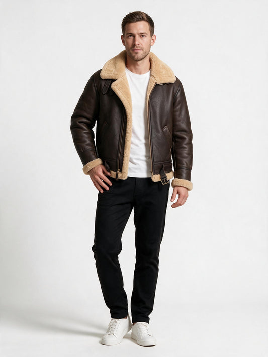 Men's Aviator Jacket with Wide Collar