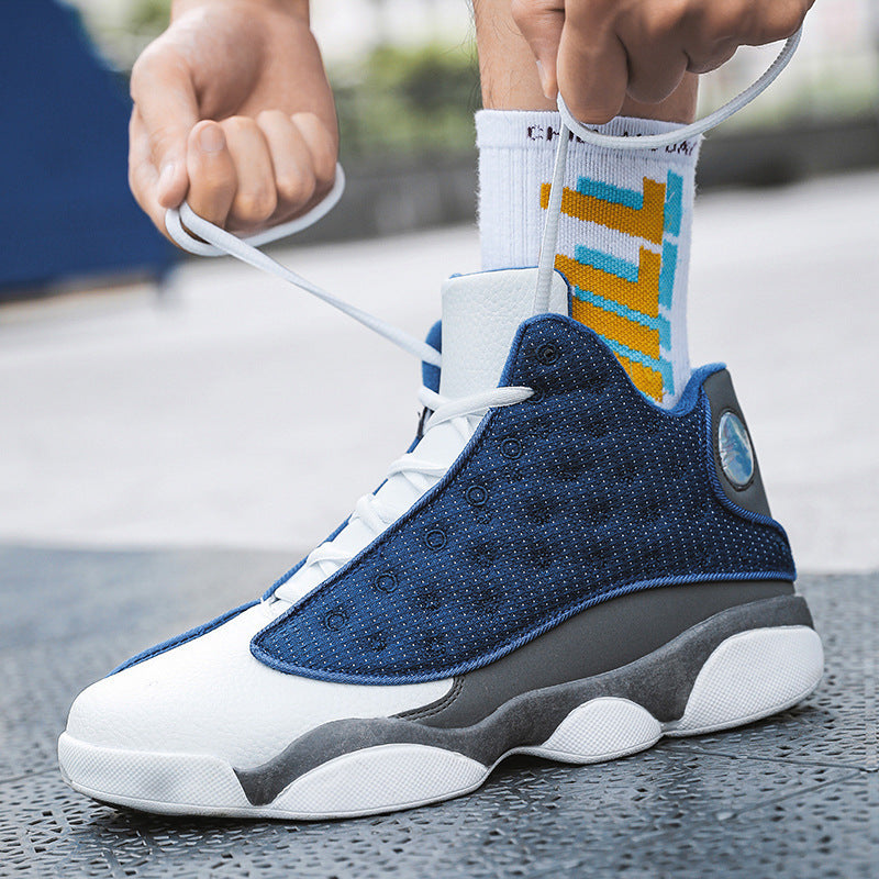 Men's Breathable Cushioned High-Top Basketball Shoes with Non-Slip Rubber Sole