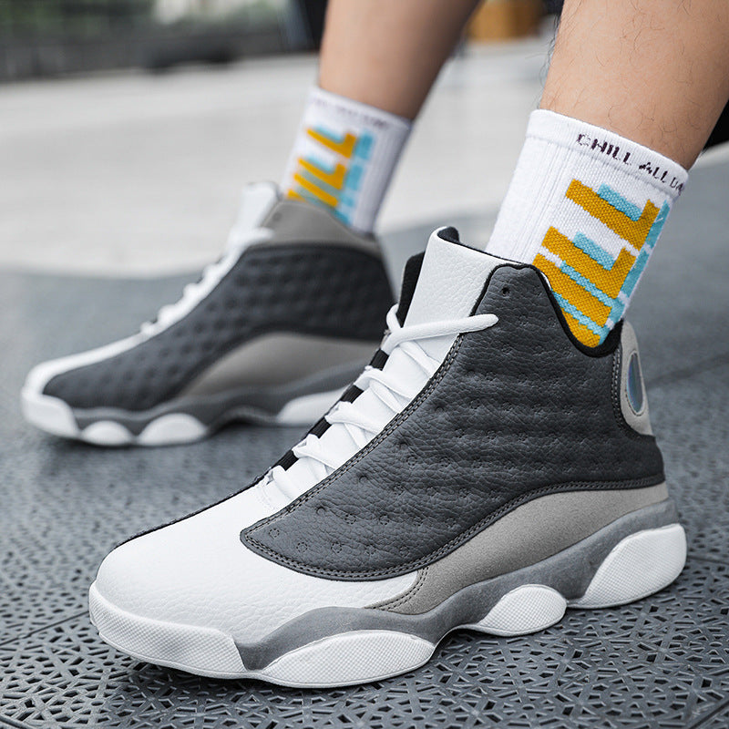 Men's Breathable Cushioned High-Top Basketball Shoes with Non-Slip Rubber Sole