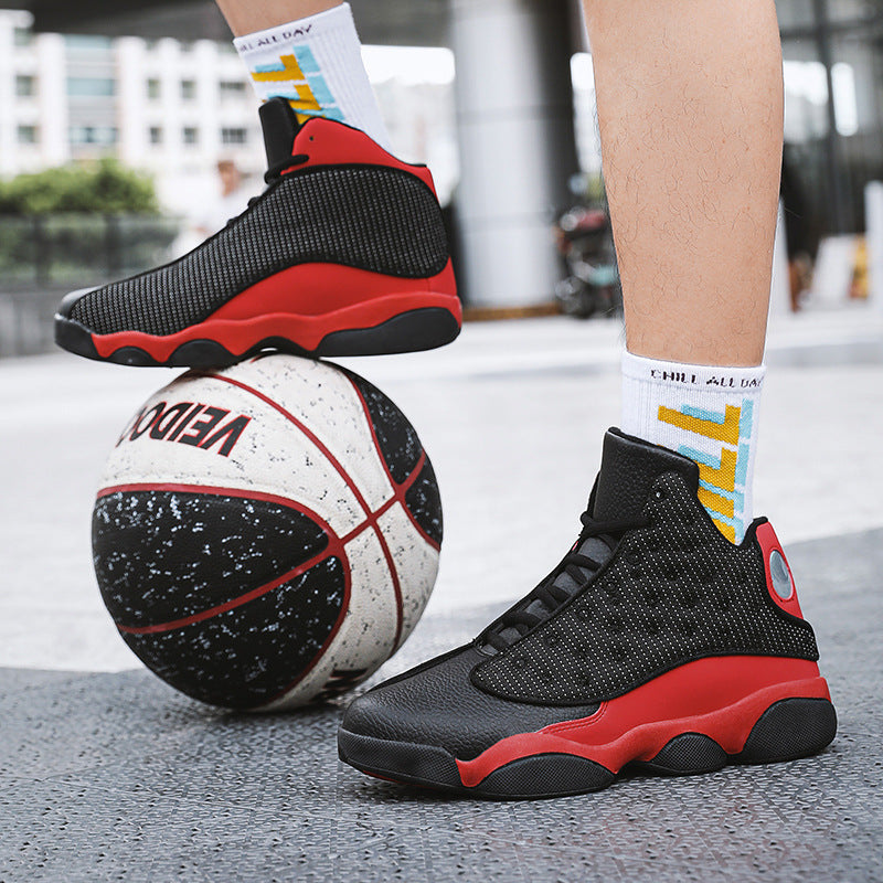Men's Breathable Cushioned High-Top Basketball Shoes with Non-Slip Rubber Sole