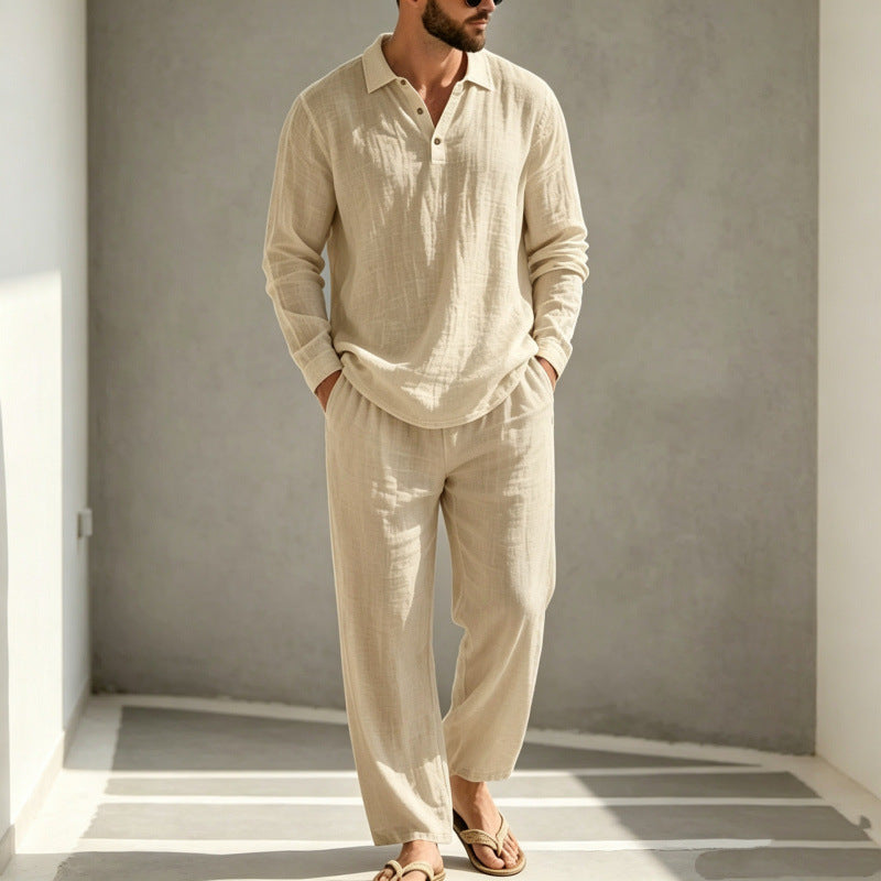 Men's Casual Linen Pajama Set