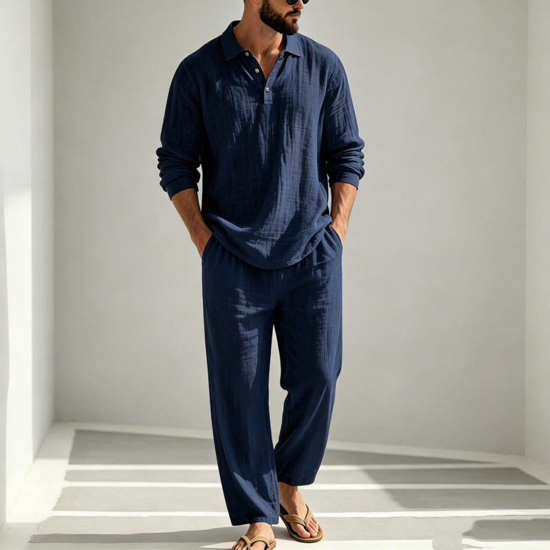 Men's Casual Linen Pajama Set