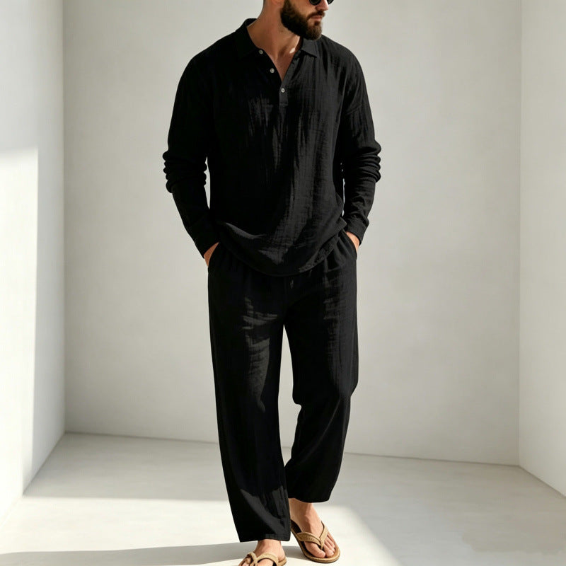 Men's Casual Linen Pajama Set