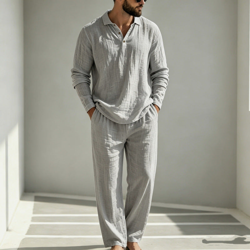 Men's Casual Linen Pajama Set