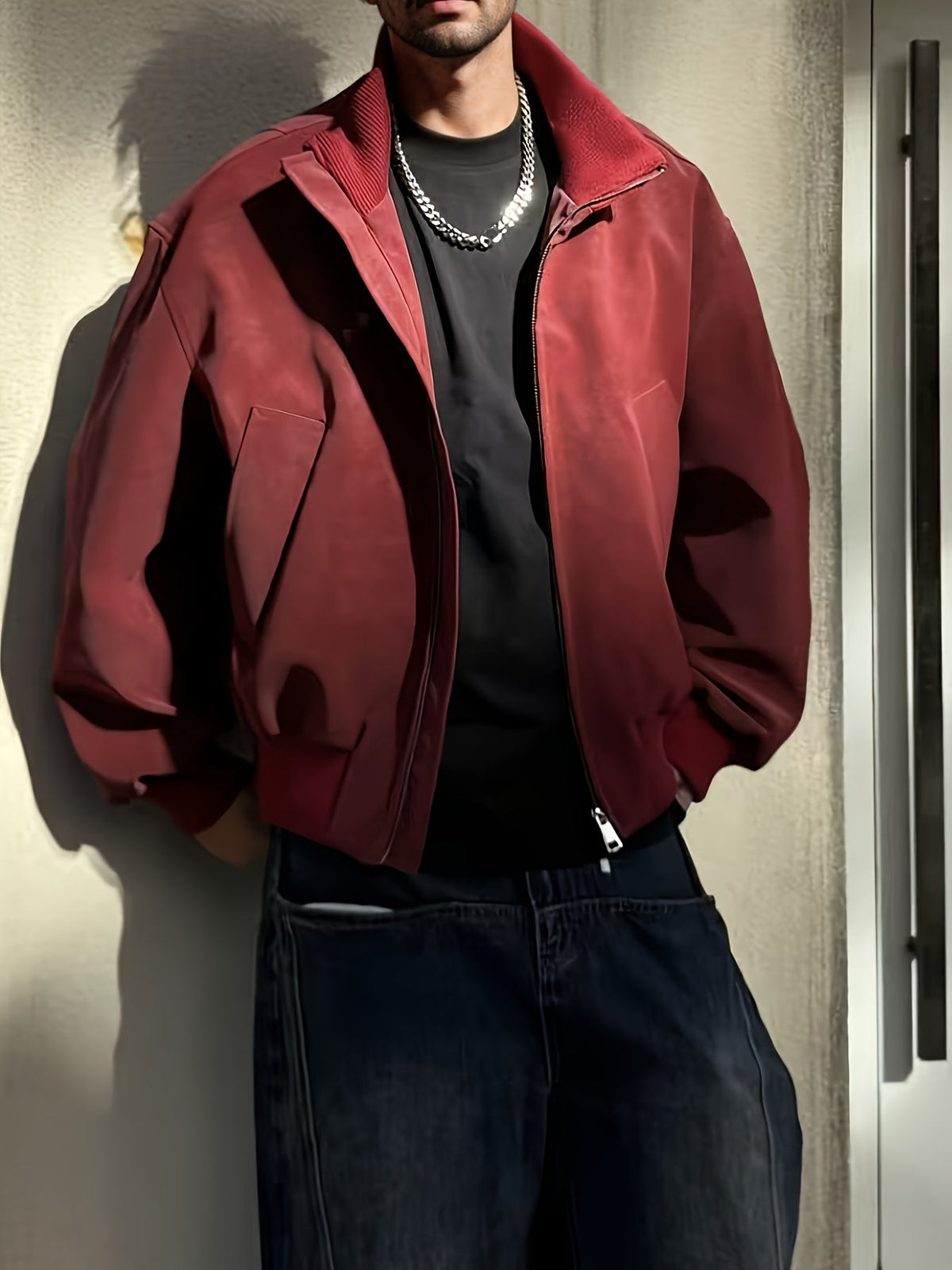 Men's Casual Stand-Collar Zip-Up Bomber Jacket