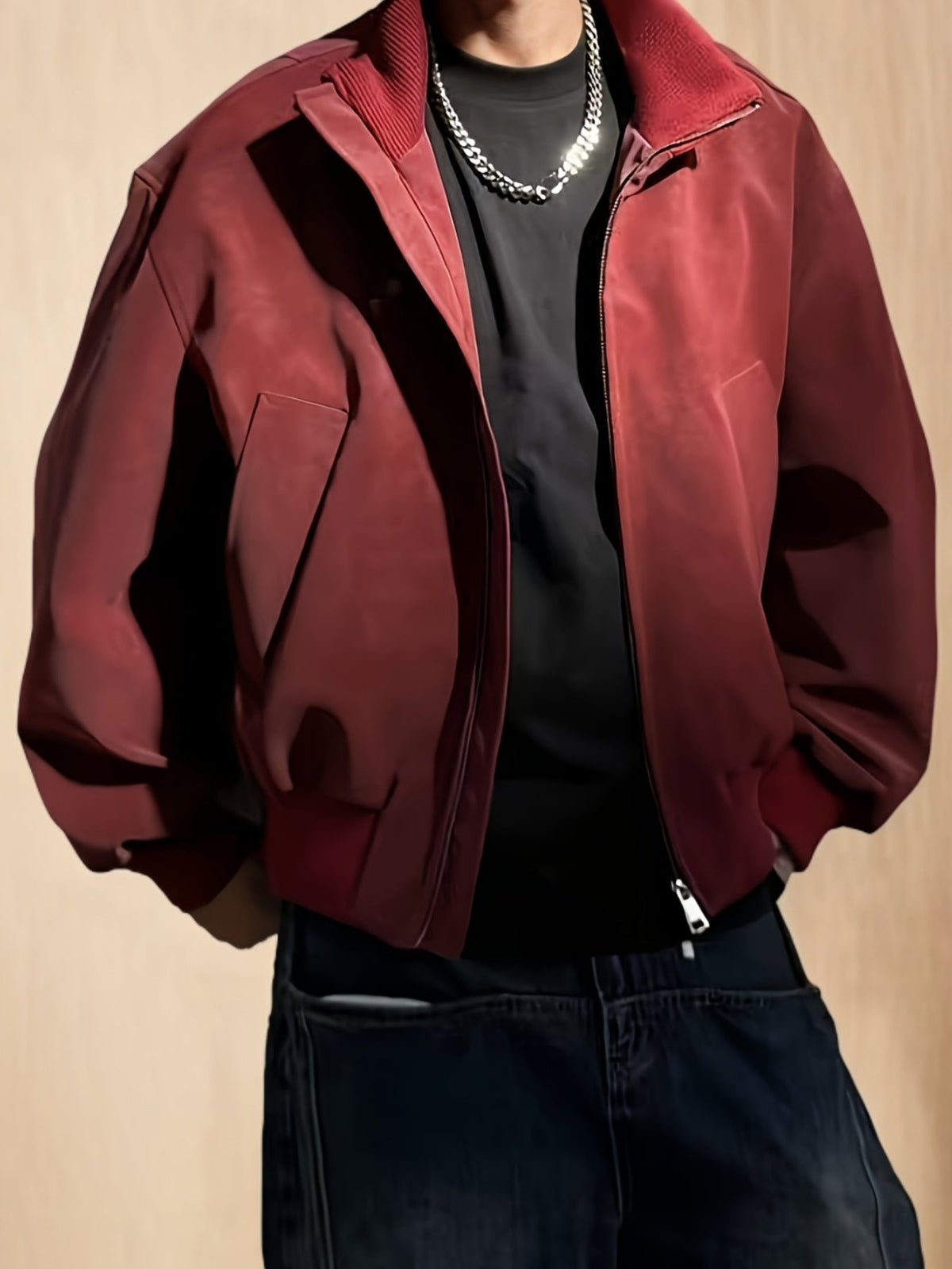 Men's Casual Stand-Collar Zip-Up Bomber Jacket
