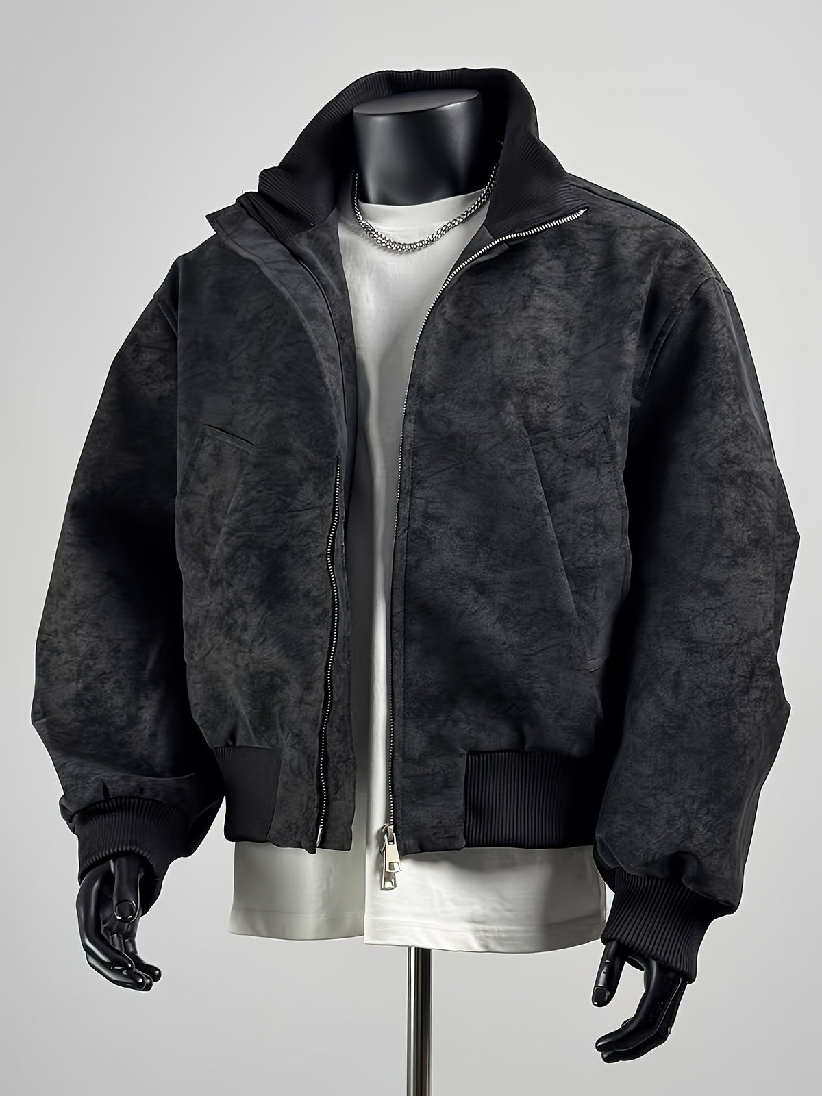 Men's Casual Stand-Collar Zip-Up Bomber Jacket