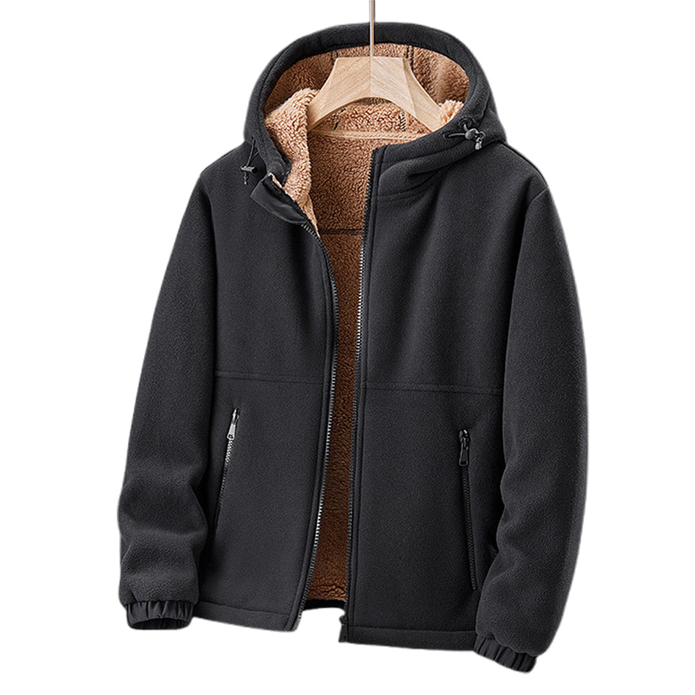 Men's Casual Winter Zip-Up Hooded Jacket with Pockets