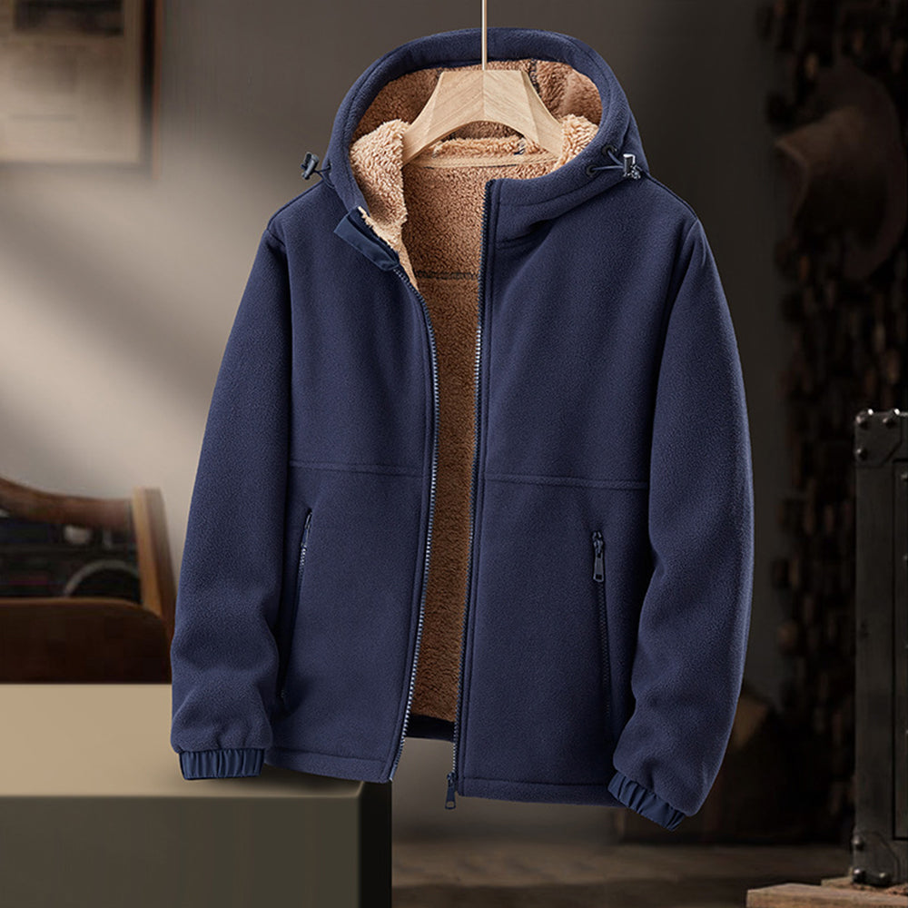 Men's Casual Winter Zip-Up Hooded Jacket with Pockets