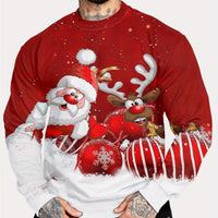 Men's Christmas Crewneck Sweatshirt with Long Sleeves and Festive Print